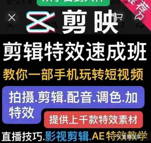 特效罗剪辑特效速成班：一部手机玩转短视频提供上千款特效素材【无水印】