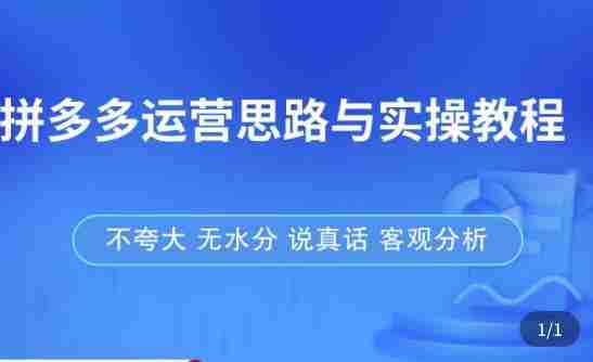 拼多多店铺运营思路与实操教程，快速学会拼多多开店和运营，少踩坑，多盈利
