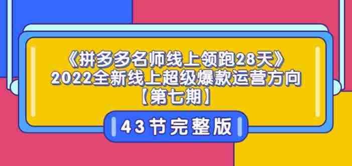 《拼多多名师线上领跑28天》2022全新线上超级爆款运营方向【第七期】43节课