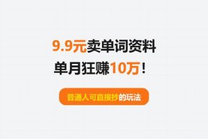 9.9元卖单词资料，单月狂赚10万！普通人可直接抄的玩法