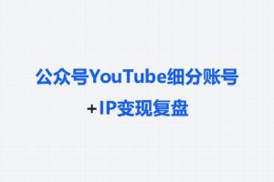 公众号YouTube细分账号+IP变现复盘