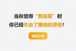 赚钱心得丨当你觉得“割韭菜”时，你已经失去了赚钱的资格！